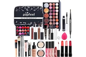 MKNZOME 30Pcs Kit de maquillage Complet, Polyvalent Ensemble de Cosmétique avec Fard à Paupières Palette Correcteur Fard à Joues Rouge à Lèvre pour Femme, Tout-en-un Mallette de Maquillage Beauté Set#4