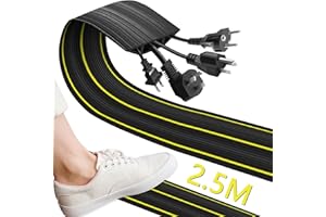 XERTEAM Kabelkanal Boden, 2.5M/8,2 ft Kabelbrücke Robuster Kabelbrücke Boden mit 3 Kabelkanäle, Gummi-Kabelschutz kabelkanal Boden flach Modular gefertigte Kabelschlauch für Garagen Boot, Einfach flach Legen