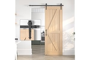 SANKEYTEW 6.6FT/201CM Sliding Door Kit Without Door - Single Wood Barn Door Sliding Kit - Heavy Duty Steel Sliding Door Track - Arrow Shaped Black