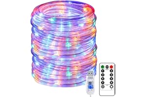Rope String Lights,KINGCOO Waterproof 20M 200LED Copper Wire Tube Pipe Fairy Lights USB Powered with Remote Timer for Outdoor Indoor Garden Wedding Christmas Party Camping Tent Decoration (Multicolor)