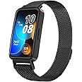 Metal Strap for Huawei Band 9/Huawei Band 8 Strap, Adjustable Stainless Steel Strap with Magnetic Buckle for Huawei Band 9/8 Band Women Men