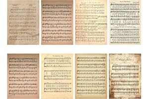 GIVBRO - Confezione da 16 fogli decorativi per album di ritagli, stile vintage, per decorazioni musicali, semitrasparenti, per lavori fai da te, 10 x 14 cm, 16 pezzi (#E)