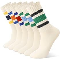 Lot De 8 Paires Chaussettes Garçon Sport Coton - Taille 36-43, 4 Noires Rayures Blanches & 4 Blanches Rayures Noires, Confort élastique