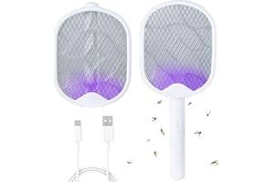 Oziral Raquette Electrique Insectes 2 en 1 Raquette Anti Moustique Electrique Tueur d'insectes 3000 V, rechargeable par USB, convient pour la maison, l'intérieur et l'extérieur, le jardin, la maison