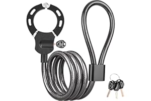 Candado para Bicicleta,GuKKK 120cm Antirrobo Candados de Cable Acero con 3 Llaves Candado Patinete Electrico de Alta Seguridad para Patinete Electrico, Motocicletas, Scooters, Niños Bicicletas