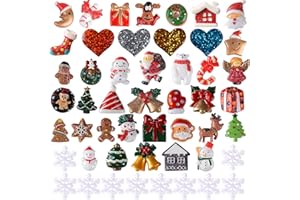 VINFUTUR 50pcs Mini Adornos Navideños Miniatura de Resina Figuras Navidad Miniatura Accesorios para Decoración Celular Regalo DIY Manualidad