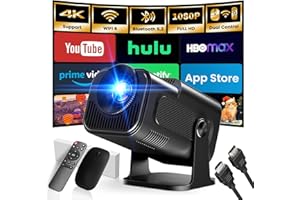 GAIMOO [App intégrée] 2026 Upgraded Vidéoprojecteur 1920 * 1080P FHD 4K Mini Projecteur Portable Dual Contrôle avec Souris Android TV WiFi 6 BT5.2 180° Rotation Compatible avec HDMI/TV Stick/USB