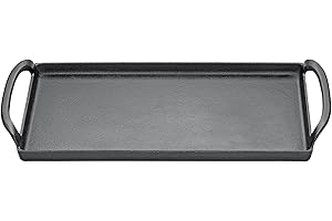 KÜCHENPROFI PROVENCE płyta grillowa Plancha, 38 cm, czarna, żeliwo z wytrzymałą emalią, nadaje się do wszystkich rodzajów kuchenek, w tym indukcyjnych, wielofunkcyjna do pieczenia, grillowania i