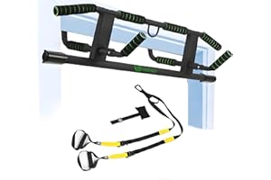 HAKENO Multi-Grip Pull Up Bar For Doorway - Pullupbar With Enhanced Smart Hook Angled Grip Home Gym Exercise Equipment with Professional Training Suspension Strap Set