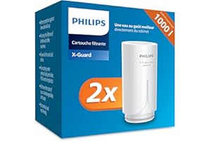 Philips Cartdridge AWP305P2/10 Lot de 2 filtres à eau pour robinet Microfiltration X-Guard réduisant jusqu'à 99% du chlore et des substances affectant le goût