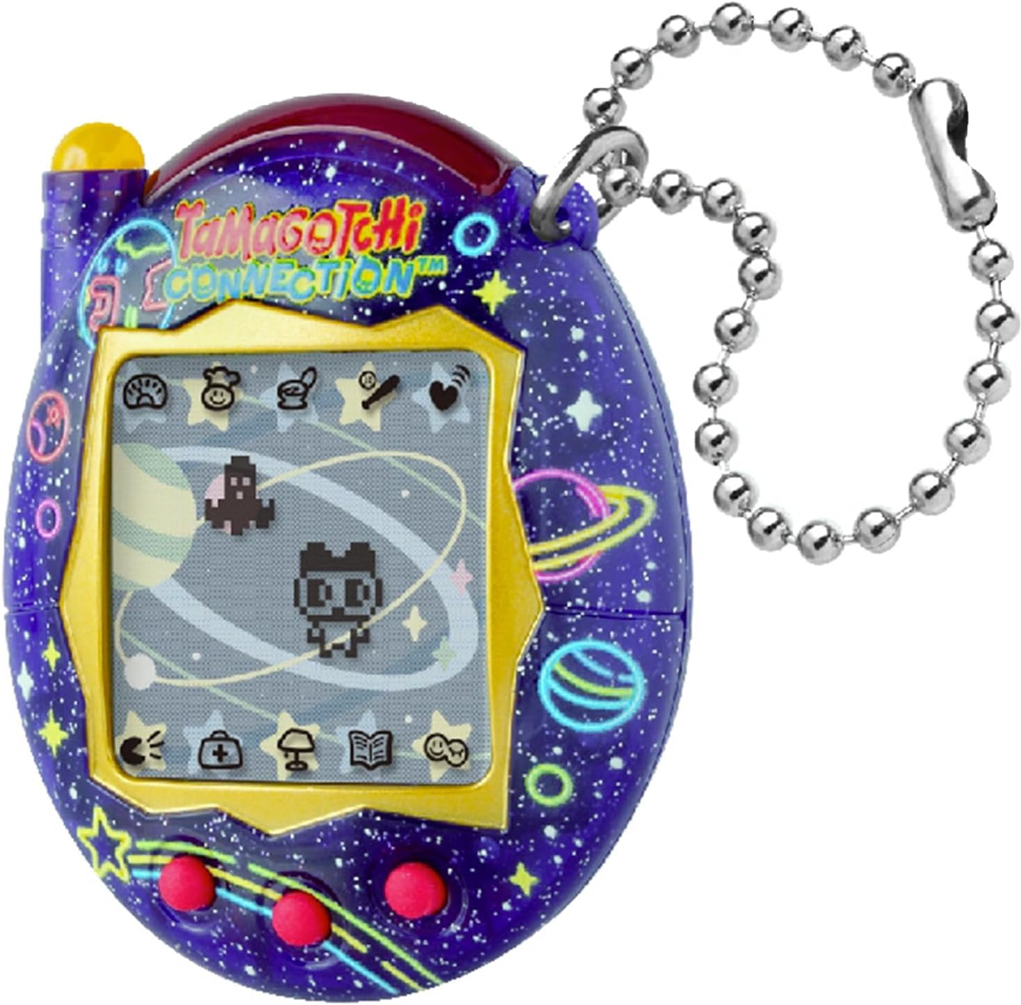 Bandai – Tamagotchi Connection Neon Planet – Animal Virtual Interactivo con conexión a Infrarrojos – Pantalla Grande en francés – Minijuegos – Juguete para niños a Partir de 6 años – 44028