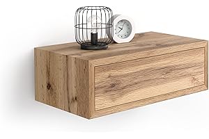 Mobili Fiver, Riccardo Wall bedside table, Rustic Oak, Made In Italy