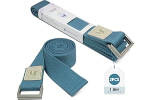 FOYER NUAGE Yoga Straps 1.8M or 2.5M, Durable Cotton Yoga Straps for Stretching, Adjustable Yoga Belt Strap for Yoga, Dance, Gym Workouts