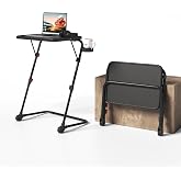 Meublescosy MEUBLE Cosy Folding Desk Side Table with Adjustable Height Without Assembly for Computer Sofa Space Saving Tray B