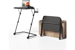 MEUBLE COSY Escritorio Plegable Mesa Auxiliar con Altura Ajustable Sin Montaje para Ordenador Sofá Ahorro de Espacio Bandeja Cama Mesita Soportes de Regazo en Forma de Z, Negro
