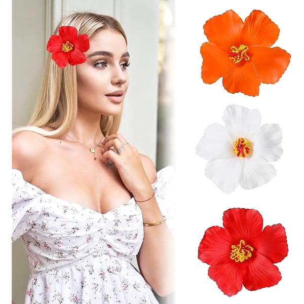 WIDMANN Hibiskus Haarspange - 2 Rote Blumen Für Hawaii Party & Sommer