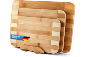 GOODS+GADGETS Bamboo Cutting Boards, Set of 3 Serving Boards Kitchen Board Bread Board; Gentle on Sound, Antibacterial