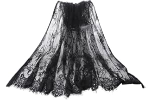 PDTO Spitze Stoff Trim Retro Tüll Stickerei Rose Floral Hochzeit Stoff zum Nähen Schwarze 150 x 150cm