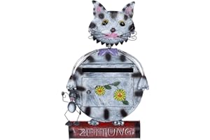 BIRENDY Skrzynka na listy kot 12A478-2 ręcznie malowana, metalowa rura na gazety, ścienna skrzynka na listy 74 cm