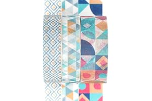 通用 YUNA Washi Tape Set 3 rotoli di nastro adesivo decorativo per arti, artigianato fai da te, forniture per diari, pianificatori, album di ritagli, carte/confezioni regalo (geometria arcobaleno)