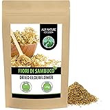 Tè ai fiori di sambuco (125g), fiori di sambuco strofinati, tisana ai fiori di sambuco delicatamente essiccati, 100% puro e n