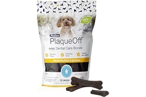 ProDen PlaqueOff 20 Mini Huesos Dentales para Perros Pequeños y de Juguete, Eliminador de Sarro, Placa y Mal Aliento, Mejora la Salud Oral en General, Mantequilla de Cacahuate y Plátano