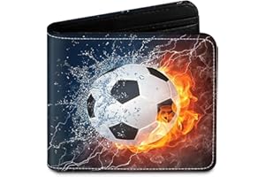 Komergave Kids Wallets for Boys, Multi-Compartment Boys Wallet with RFID Information Protection, Practical Football Gifts for Boy, Teens, Soccer Lovers