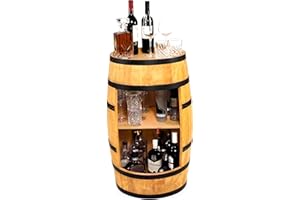 ‎CREATIVE COOPER CREATIVE COOPER Weinfass Stehtisch - Mini Bar Regal Rund - Alkohol Shrank Flaschenregal Holz Regale - Holzfass Deko - Weinregal - Fassmöbel - Wine Rack - Möbel Wohnzimmer - Fassbar 80Cm High (Eiche)
