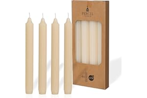 ‎COMFORDER COMFORDER Stabkerzen Set, 4x Tafelkerzen einfarbig + gerippt, 20cm, 7 Stunden Brenndauer (creme)