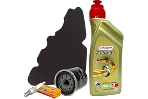 MOTOCAR Kit de revisión Castrol 10W40 - Filtro de aceite de aire original de vela Liberty 125/150