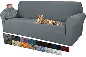 MAXIJIN Fundas de sofá de Jacquard Creativas, Funda Antideslizante súper elástica para Perros con Protector de Muebles (3 Plaza, Gris Claro)