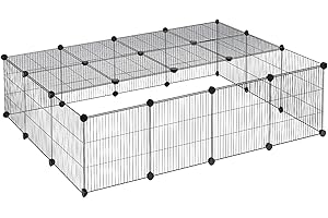 EUGAD Freigehege für Kaninchen, Freigehege Gittergehege Kaninchen 22 Stück Metallgitter Kleintiergehege Meerschweinchen Gehege Freilauf, Kleintiergehege Laufgitter Hasenstall Innen 147x37x111cm