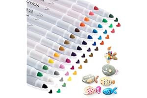 ‎AKARUED 25 Farben Acrylstifte Marker Stifte für Steine, Acrylfarben für Holz Glas Papier Leinwand Geschenkekarte DIY Fotoalben Ostereier Deko Kunststoff Stoff Becher, bemalen Set