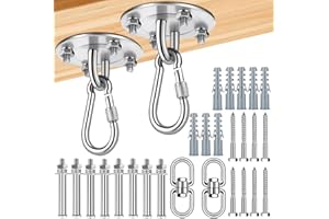 FoiiLiio Deckenhaken für Holzbalken/Betondecke 2 Stück Deckenhaken Hängesessel 360°Dreh Deckenhalterung Schaukelhaken 400KG Kapazität Deckenhaken für Boxsäcke Hängematte- Edelstahl