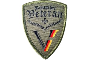 ZETTMANN® [ 1 Stück ] Deutschland Patch mit Klett als Bundeswehr Veteran für Militär Abzeichen Flagge für Rucksack T-Shirt Jacke BW oder Tactital Dienstgradbazeichen als Aufnäher ca.9x5cm in oliv