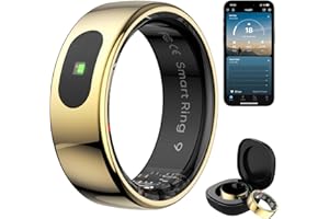 Weyrinice Smart Ring for Women & Men - Touch Control Health Tracker with Skin Temperature Monitoring, Sleep, Step & Exercise Tracking, Music & Video Control (Gold, 8)