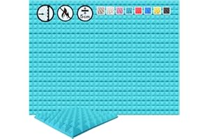 Arrowzoom 12 Pannelli Fonoassorbenti Piramidali 50x50x5cm Correzione Acustica 26kg/m3 500-8000Hz Isolamento Trattamento Acustico Studio registrazione Insonorizzazione 1034 AZZURRO