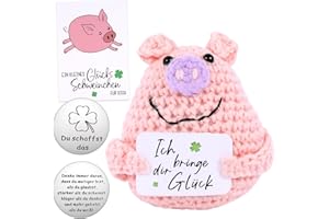 MOROCKET Pocket Hug Glücksschweinchen, Kreative Glücksbringer, Strickwolle Glücksschwein, Glücksschweinchen mit Positiver Energiekarte, Glücksbringer Operation, Talisman Glücksbringer, Positive Geschenke