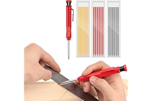 YVIFEVG Tieflochmarker Bleistift Baustelle Zimmermannsbleistifte Bau Pica Dry Stift Minen Bohrlochmarker Druckbleistift Set mit 18 Nachfüllungen