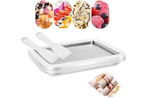 KOLENSA Ice Cream Sorbet Maker Frozen Joghurt Machine, Instant Cold Roller Pan Plate with 2 spatulas, Home Made Soft Ice Cream Milkshake Gelato Fruit Smoothie