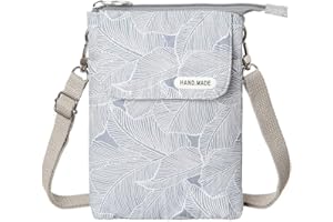 LassZone Canvas Cute Crossbody Handbags Cell Phone Purse Wallet Leaves Pattern Small Change Pouch Bags for Women Girls