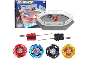 DEZAWRTY Gyro X Stadium Arena Set dotato di binario di accelerazione X - 4 Trottola, 2 lanciatori e stadio, arena da combattimento per bambini dai 6 anni in su, giocattolo da combattimento per ragazzi, Grigio