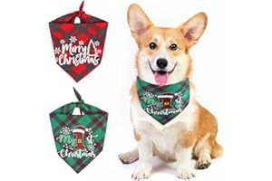 JUPSK 2 Piezas Bandana de Perro, Clásico Bufanda para Mascotas Baberos Triangulares Navideños Accesorios para Disfraces de Navidad Decoración