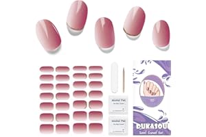DUKASOU Unghie Gel Adesive UV - 28 Pcs Smalto Adesivo per Unghie Adesivi Unghie Gel Nail Stickers Full Wraps Lampada LED Adesivi per Unghie in Gel per Donne Ragazze Curati Con Lima per Unghie e Stick
