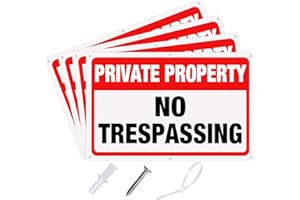 S-Union Private Property No Trespassing Sign,4 Packs (10.5 x 8 Inches) Private Property Signs Outdoor No Trespassing with Screws and Zip Ties,Reflective Aluminum Signs for Indoor and Outdoor Use