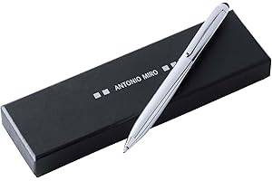 LV PUBLICIDAD ANTONIO MIRÓ Bolígrafo Puntero Plateado Metálico Carga Jumbo - Satisfacción Garantizada - Presentación Estuche con logotipo ideal para regalo