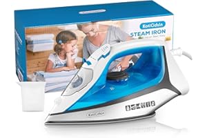 KotiCidsin Fer à repasser, 2400 W Fer à repasser Vapeur (300 ml, Chauffage rapide,système anti-calcaire,anti-goutte,fonction autonettoyante)