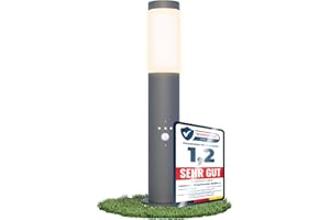 ‎LINOVUM linovum BOSEA-B Stand Außenleuchte mit Bewegungsmelder anthrazit grau - Außen E27 Pfostenleuchte 50cm IP44 Dämmerungssensor