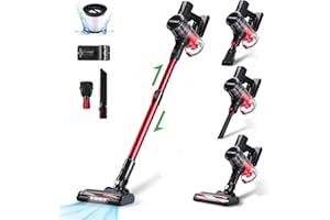 monmecd Aspirateur Balai sans Fil 4 en 1-16Kpa Aspiration Puissante, 1L Grand Réservoir, LED, 2 Vitesses, 49 Min Autonomie, Charge Murale, 150W, pour Sols Durs, Tapis et Poils d'animaux