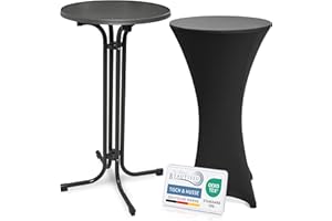 ‎BEAUTISSU Beautissu Stehtisch mit Hussen – Klappbarer Stehtisch 60 cm Grau inkl. Stretchhusse Schwarz – rutschfest, Waschbar & Bügelfrei – Outdoor Bistrotisch Kratzfest & Wetterfest Bellini & Stella